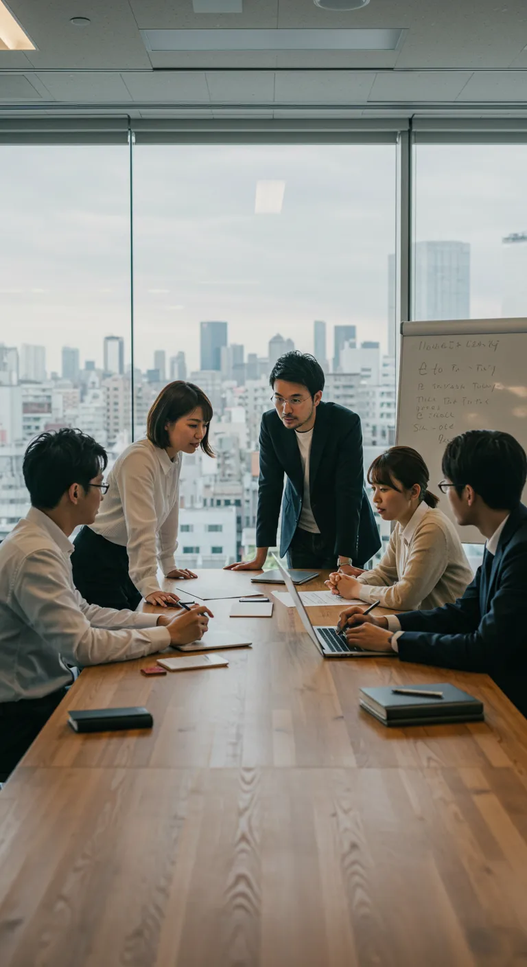 打ち合わせで議論を交わすビジネスチーム