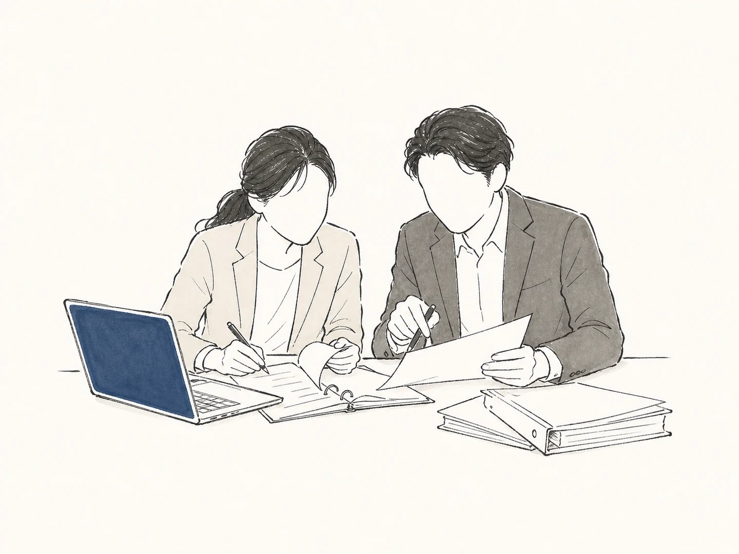 専門家が企業の担当者と同じテーブルで業務を検討する様子